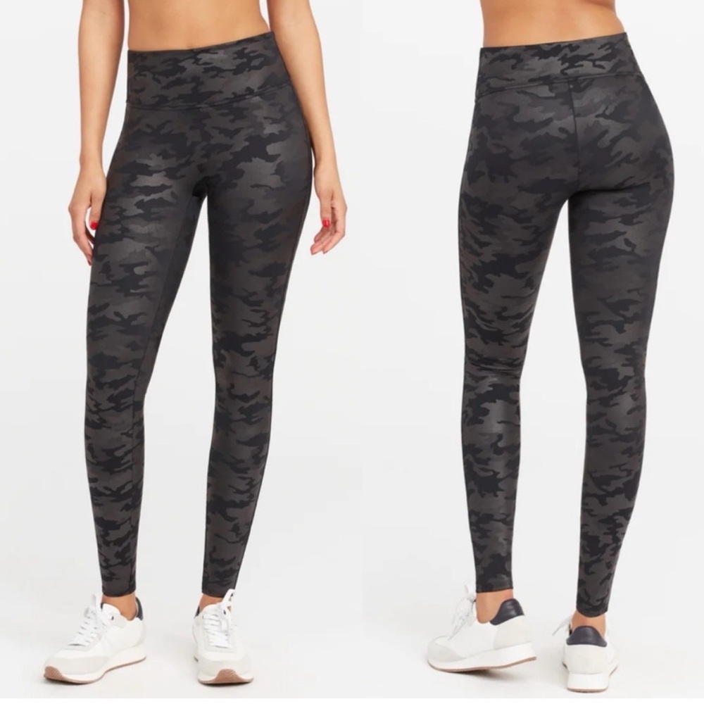 NWT Spanx Faux Leather Camo Leggings, S